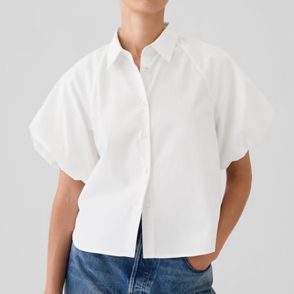 GAP Organic Cotton Poplin-Bubble Sleeve Shirt